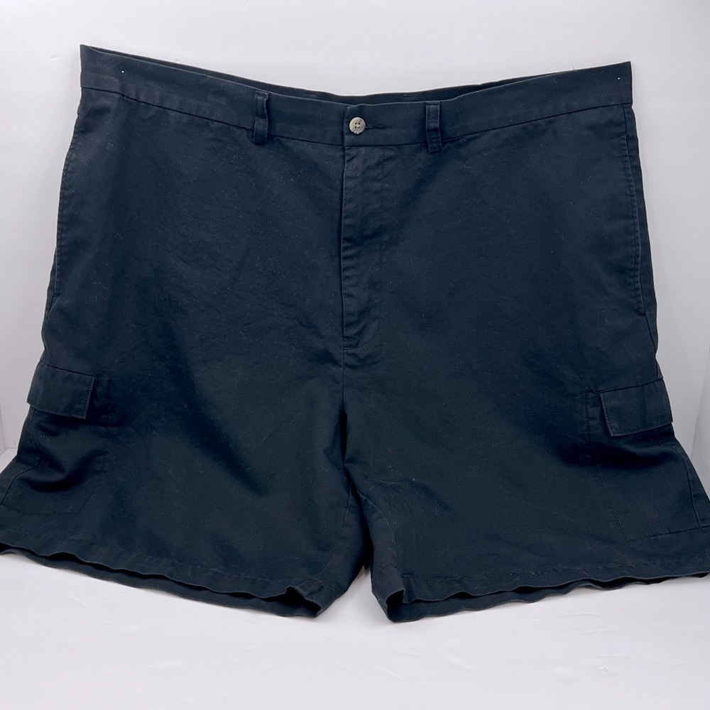 DKNY MEN’S CARGO SHORTS, BLACK COLOR, SIZE 42, 57% COTTON, 43% LINEN